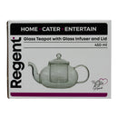 REGENT BOROSILICATE GLASS TEAPOT WITH INFUSER AND LID, 450ML