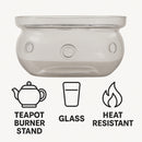 REGENT TEAPOT BURNER STAND BOROSILICATE GLASS LARGE,