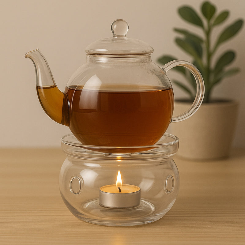 REGENT TEAPOT BURNER STAND BOROSILICATE GLASS LARGE,