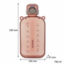 REGENT RECTANGULAR TRANSPARENT WATER BOTTLE PLASTIC WITH STRAP PINK, 750ML (100X55X210MM)