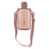 REGENT RECTANGULAR TRANSPARENT WATER BOTTLE PLASTIC WITH STRAP PINK, 750ML