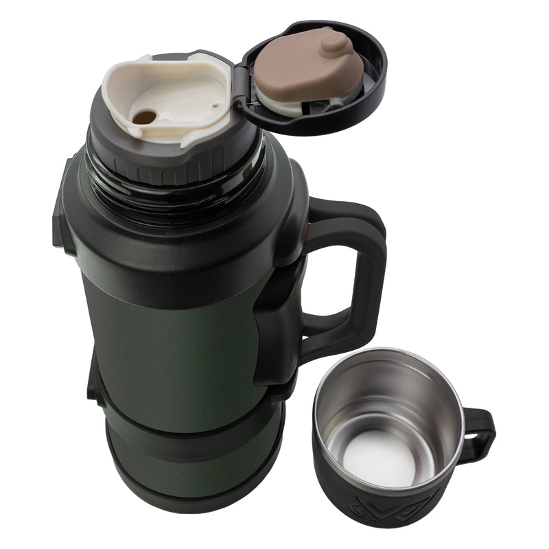 REGENT LARGE VACUUM FLASK STAINLESS STEEL WITH CUP LID KHAKI GREEN, 2LT (120MMDIAX330MM)