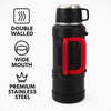 REGENT LARGE VACUUM FLASK STAINLESS STEEL WITH CUP LID MATT BLACK, 2L