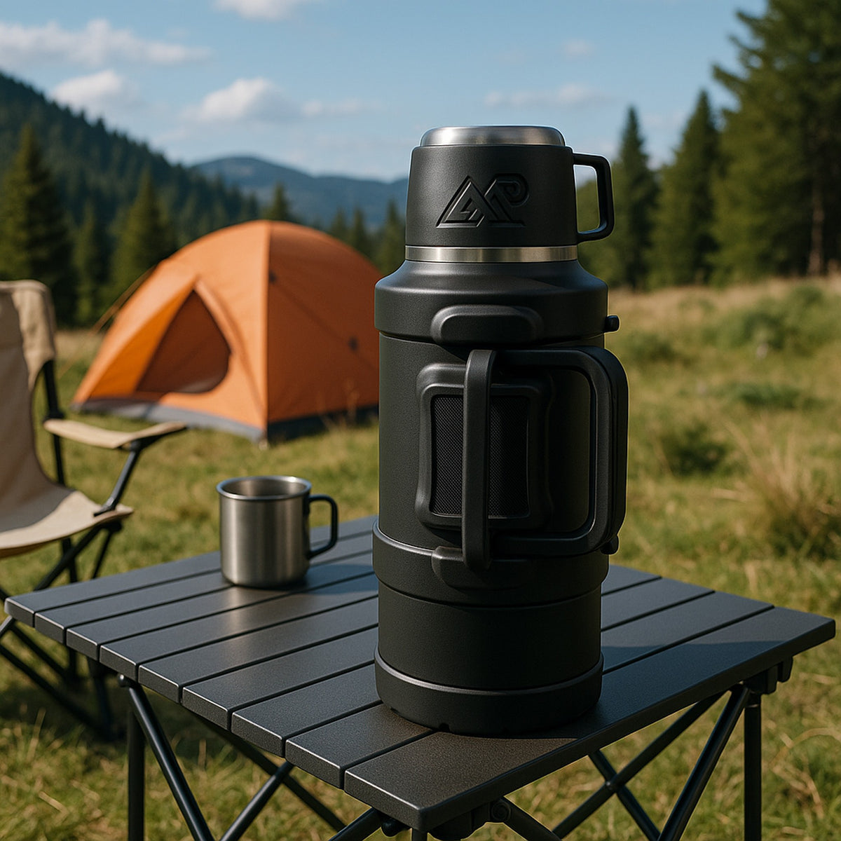REGENT LARGE VACUUM FLASK STAINLESS STEEL WITH CUP LID KHAKI GREEN, 3.2L