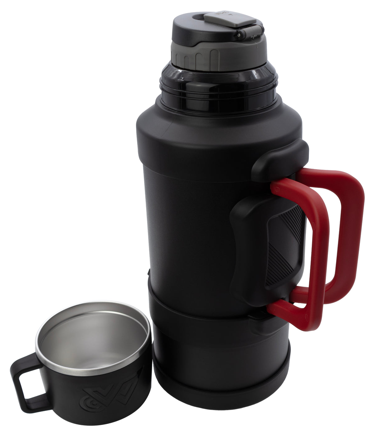 REGENT LARGE VACUUM FLASK STAINLESS STEEL WITH CUP LID MATT BLACK, 3.2L