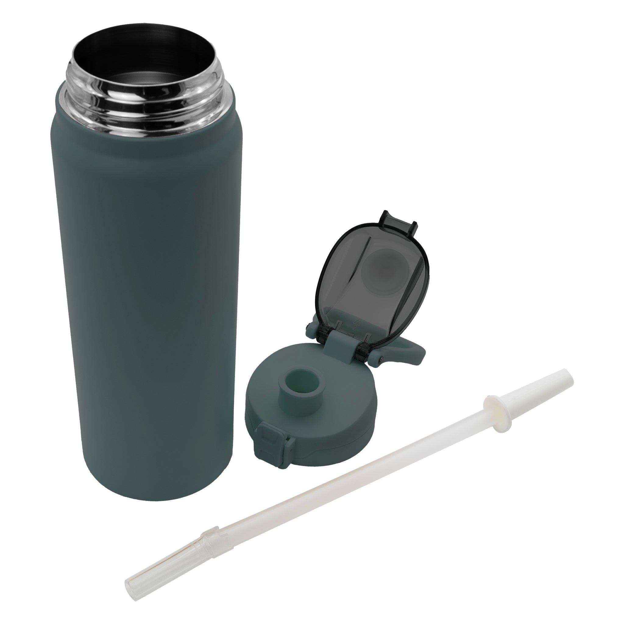 REGENT TRAVEL VACUUM FLASK STAINLESS STEEL WITH SIP STRAW SAGE GREEN, 900ML