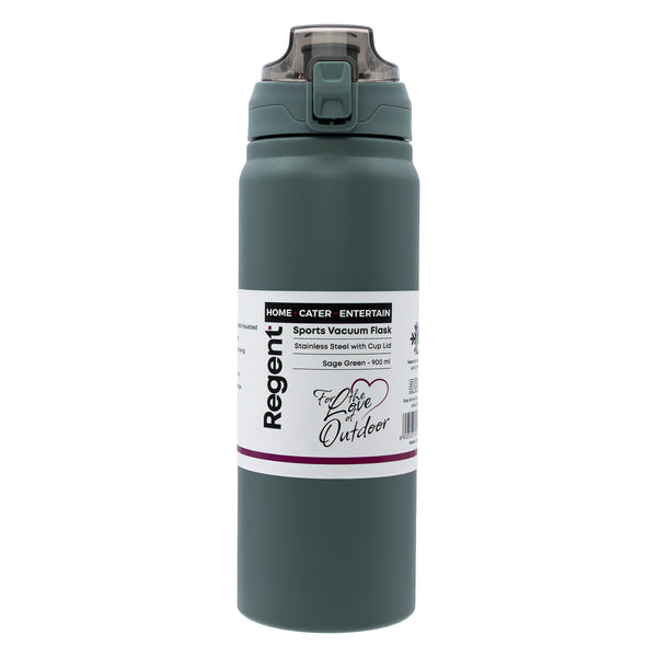 REGENT TRAVEL VACUUM FLASK STAINLESS STEEL WITH SIP STRAW SAGE GREEN, 900ML