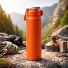 REGENT TRAVEL VACUUM FLASK STAINLESS STEEL WITH SIP STRAW ORANGE, 900ML