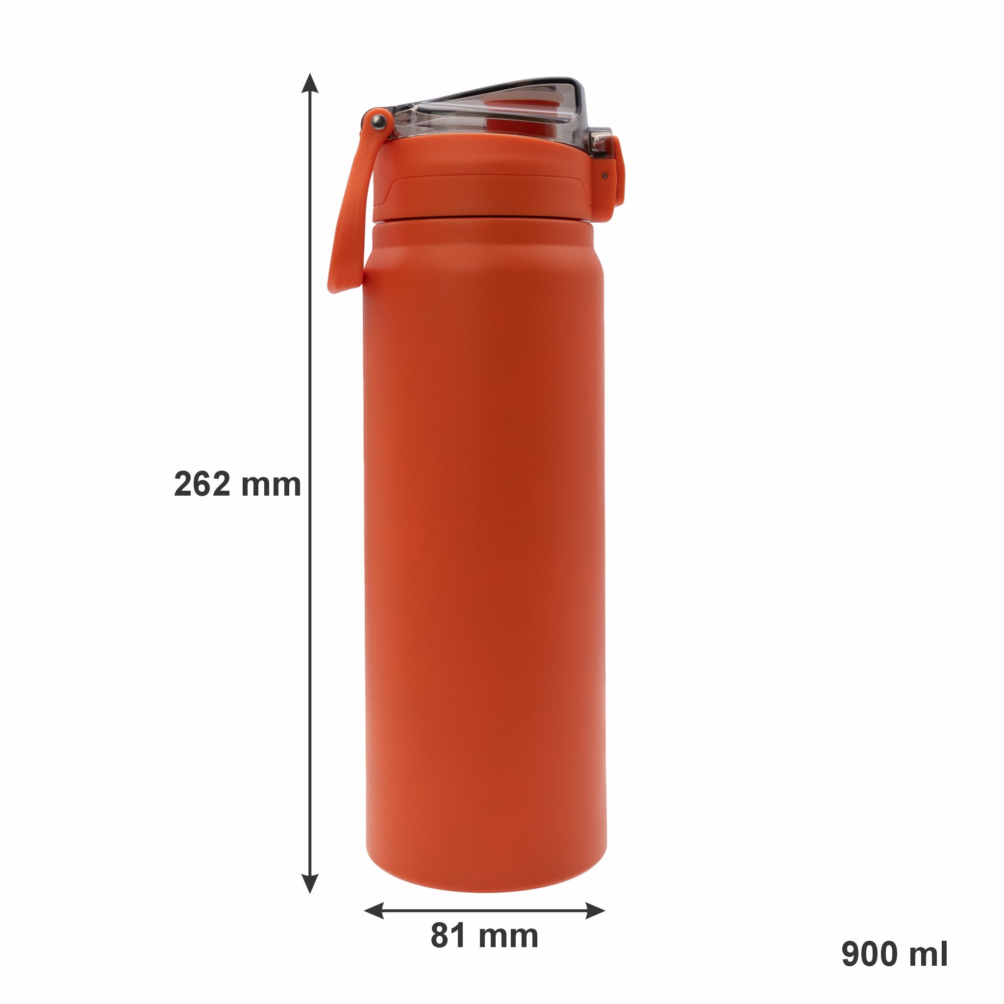 REGENT TRAVEL VACUUM FLASK STAINLESS STEEL WITH SIP STRAW ORANGE, 900ML