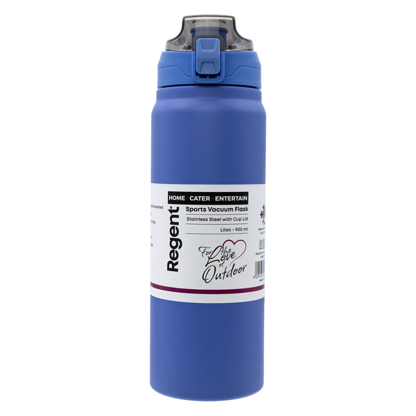 REGENT TRAVEL VACUUM FLASK STAINLESS STEEL WITH SIP STRAW LILAC, 900ML