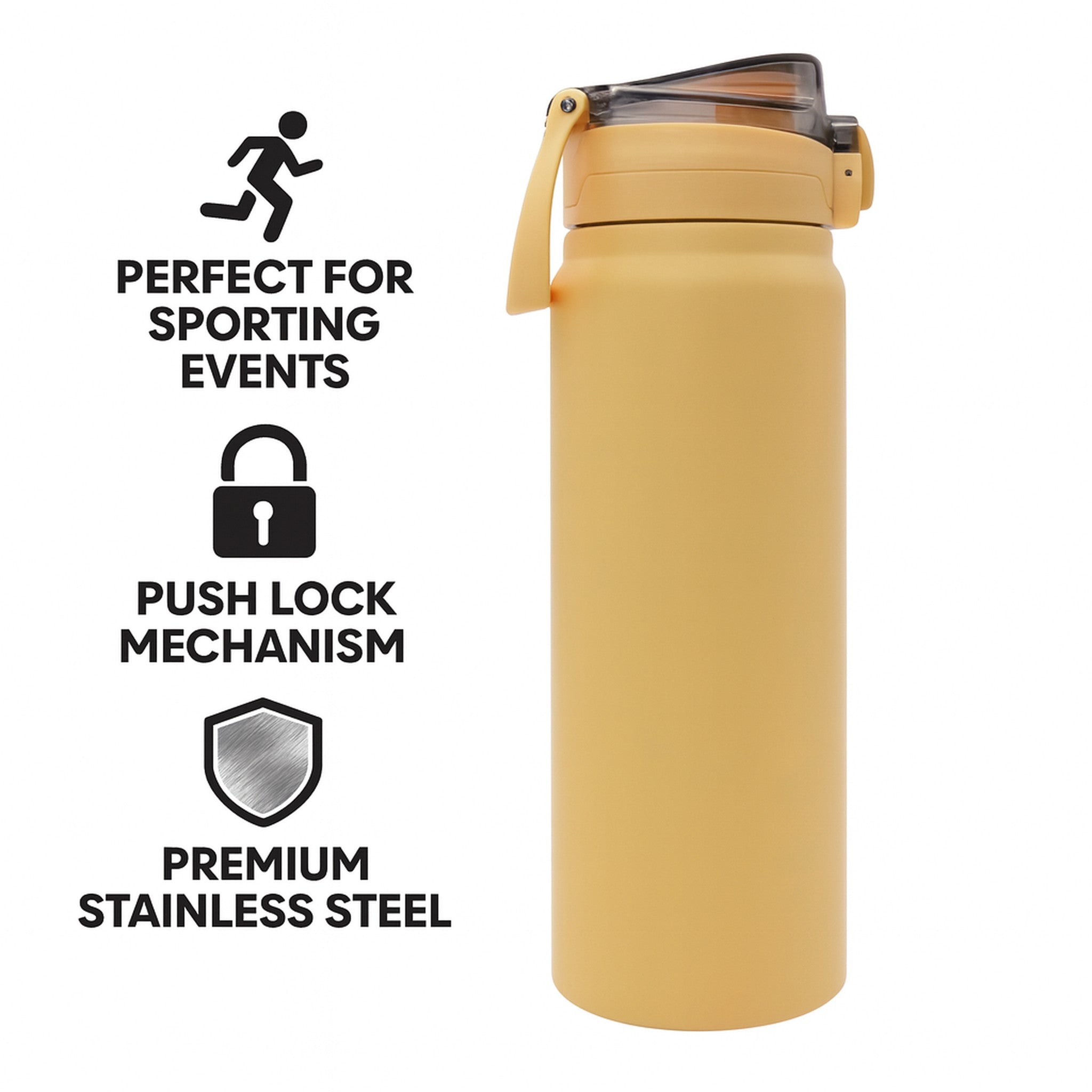 REGENT TRAVEL VACUUM FLASK STAINLESS STEEL WITH SIP STRAW YELLOW, 900ML