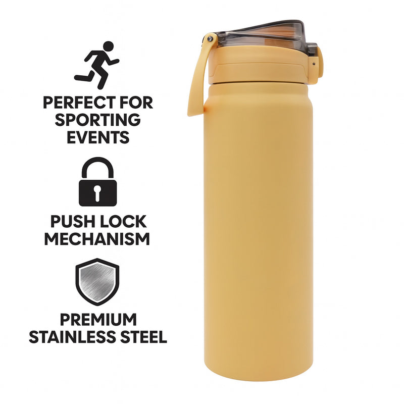 REGENT TRAVEL VACUUM FLASK STAINLESS STEEL WITH SIP STRAW YELLOW, 900ML