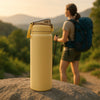REGENT TRAVEL VACUUM FLASK STAINLESS STEEL WITH SIP STRAW YELLOW, 900ML