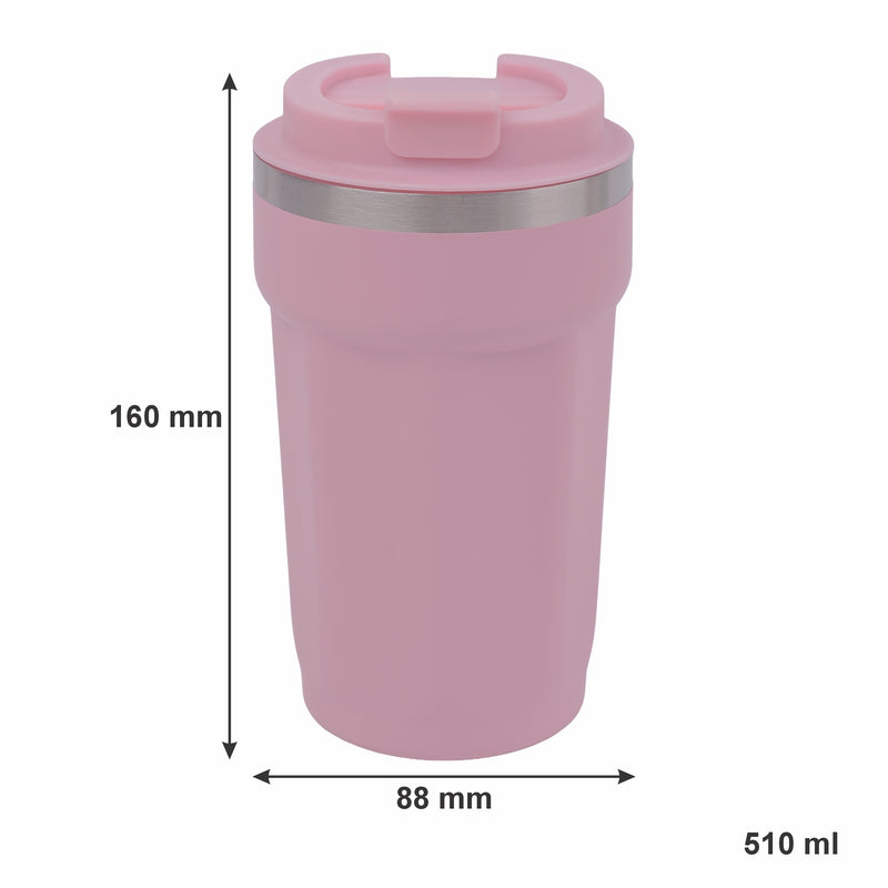 REGENT DOUBLE WALL STAINLESS STEEL TRAVEL MUG PINK, 510ML