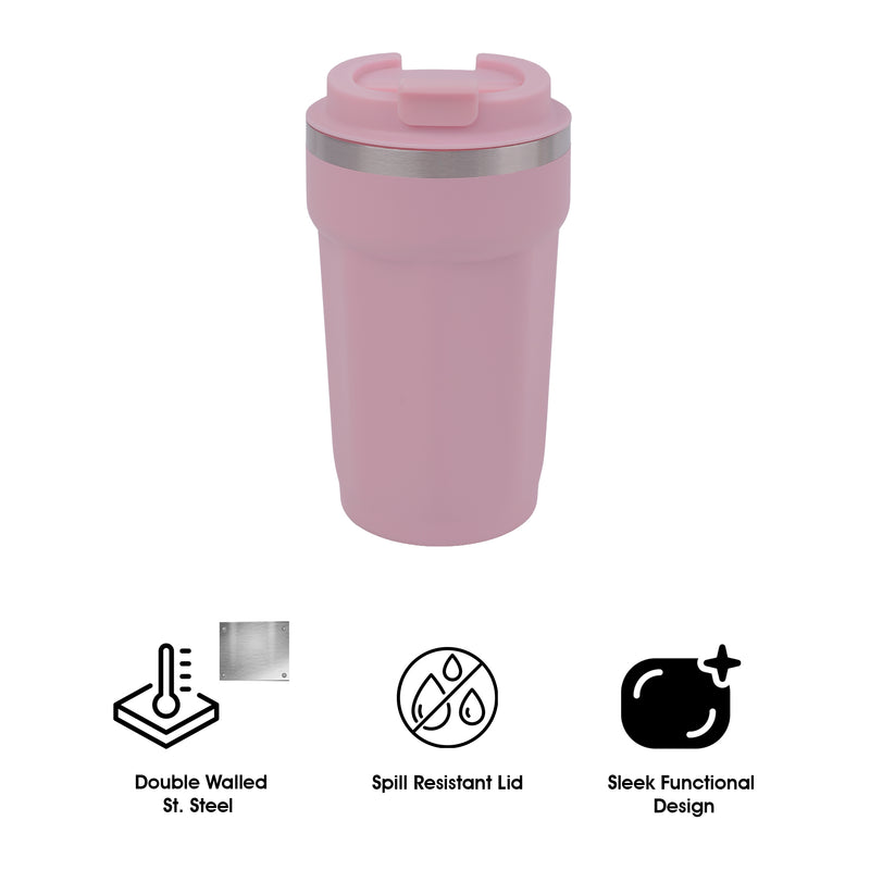REGENT DOUBLE WALL STAINLESS STEEL TRAVEL MUG PINK, 510ML