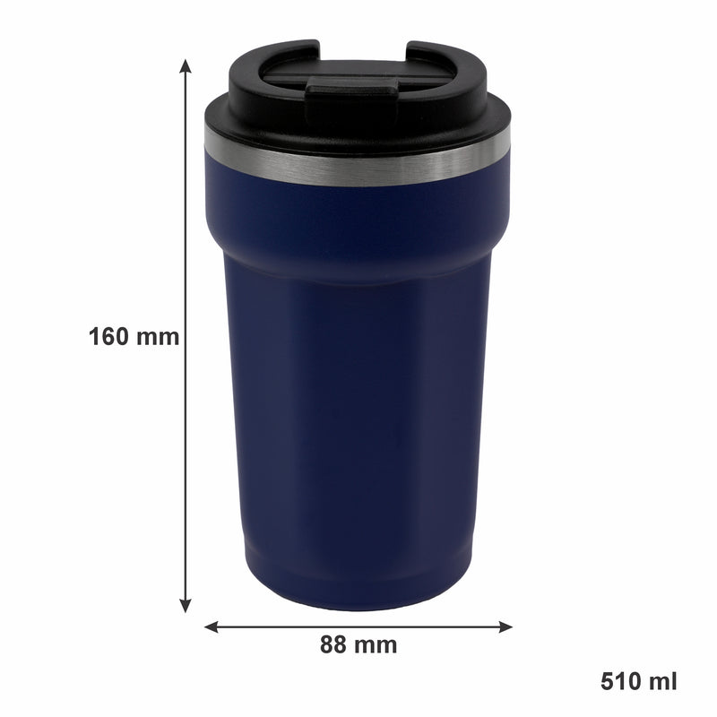 REGENT DOUBLE WALL STAINLESS STEEL TRAVEL MUG NAVY, 510ML