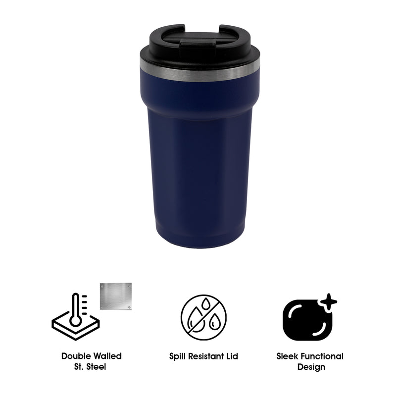 REGENT DOUBLE WALL STAINLESS STEEL TRAVEL MUG NAVY, 510ML