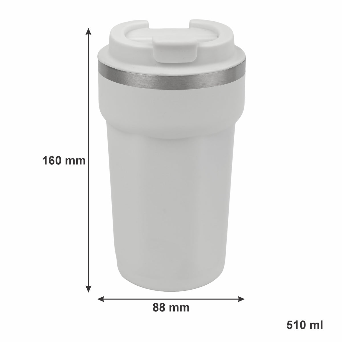 REGENT DOUBLE WALL STAINLESS STEEL TRAVEL MUG WHITE, 510ML