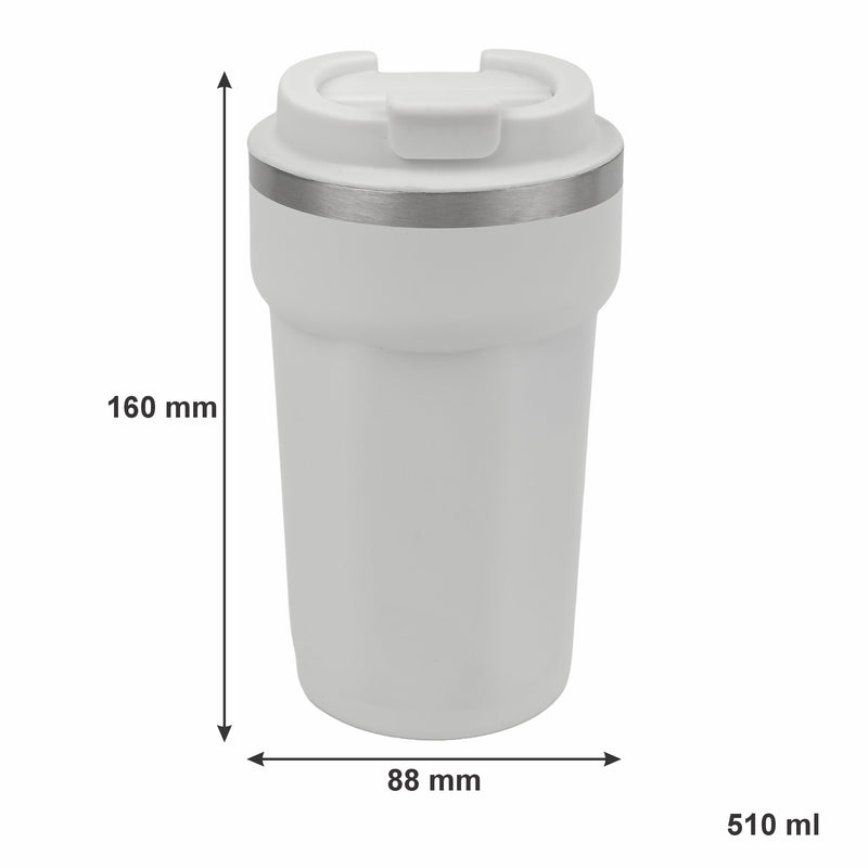 REGENT DOUBLE WALL STAINLESS STEEL TRAVEL MUG WHITE, 510ML