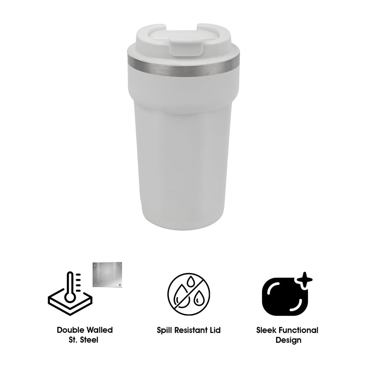 REGENT DOUBLE WALL STAINLESS STEEL TRAVEL MUG WHITE, 510ML