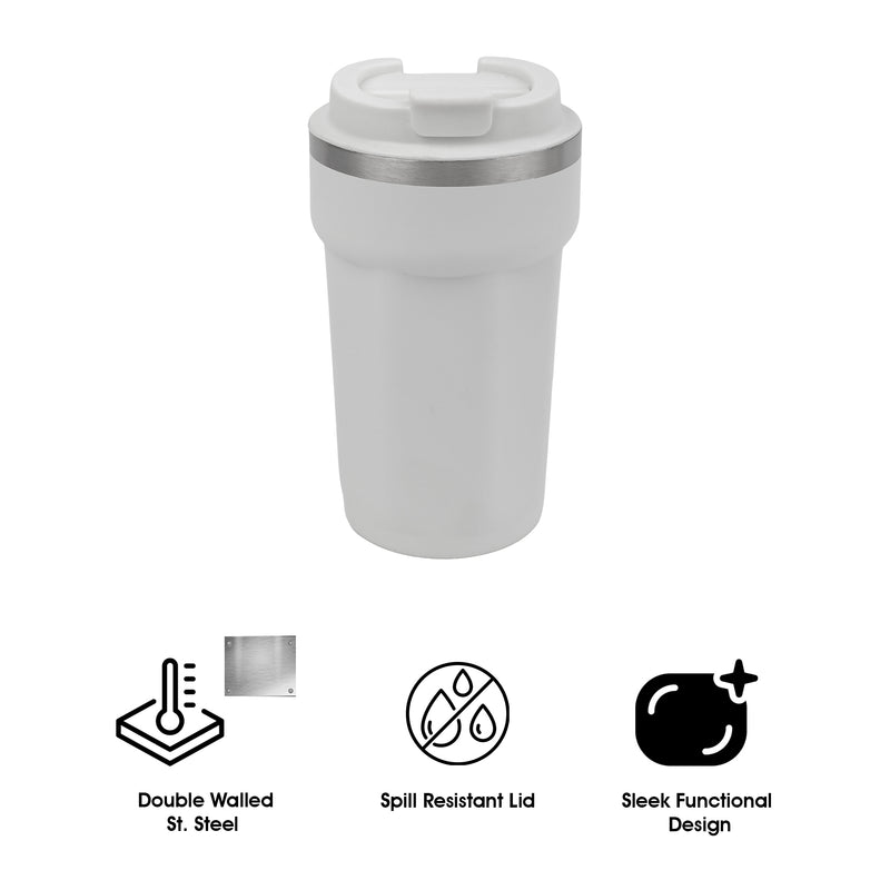 REGENT DOUBLE WALL STAINLESS STEEL TRAVEL MUG WHITE, 510ML