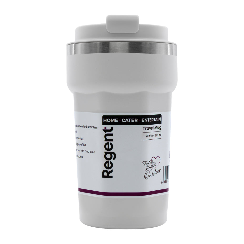 REGENT DOUBLE WALL STAINLESS STEEL TRAVEL MUG WHITE, 510ML
