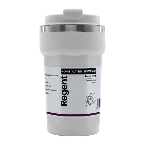 REGENT DOUBLE WALL STAINLESS STEEL TRAVEL MUG WHITE, 510ML