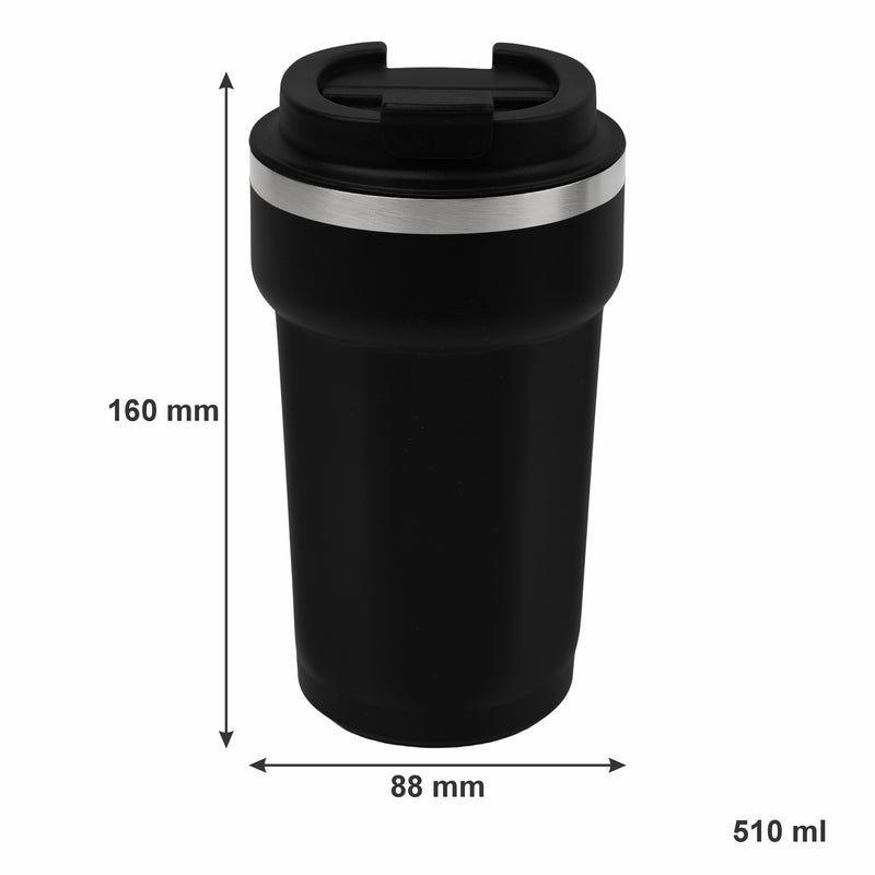 REGENT DOUBLE WALL STAINLESS STEEL TRAVEL MUG BLACK, 510ML