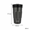 REGENT DOUBLE WALLED INSULATED TRAVEL MUG ST. STEEL AND PP PLASTIC LID GREY, 500ML