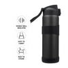 REGENT DOUBLE WALLED VACUUM INSULATED BOTTLE ST. STEEL, SILICONE AND PP PLASTIC GREY 900ML