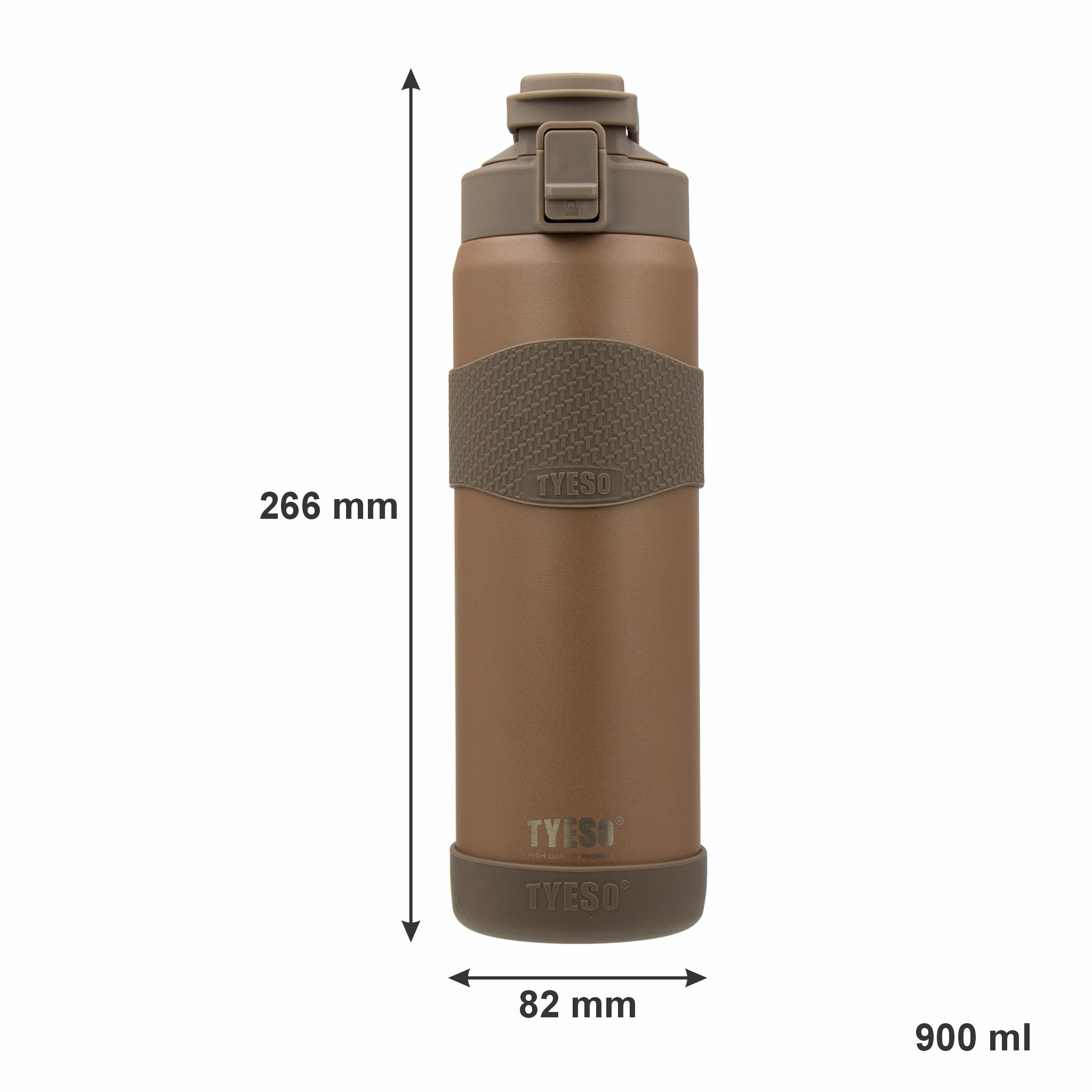 REGENT DOUBLE WALLED VACUUM INSULATED BOTTLE ST. STEEL, SILICONE AND PP PLASTIC BROWN, 900ML