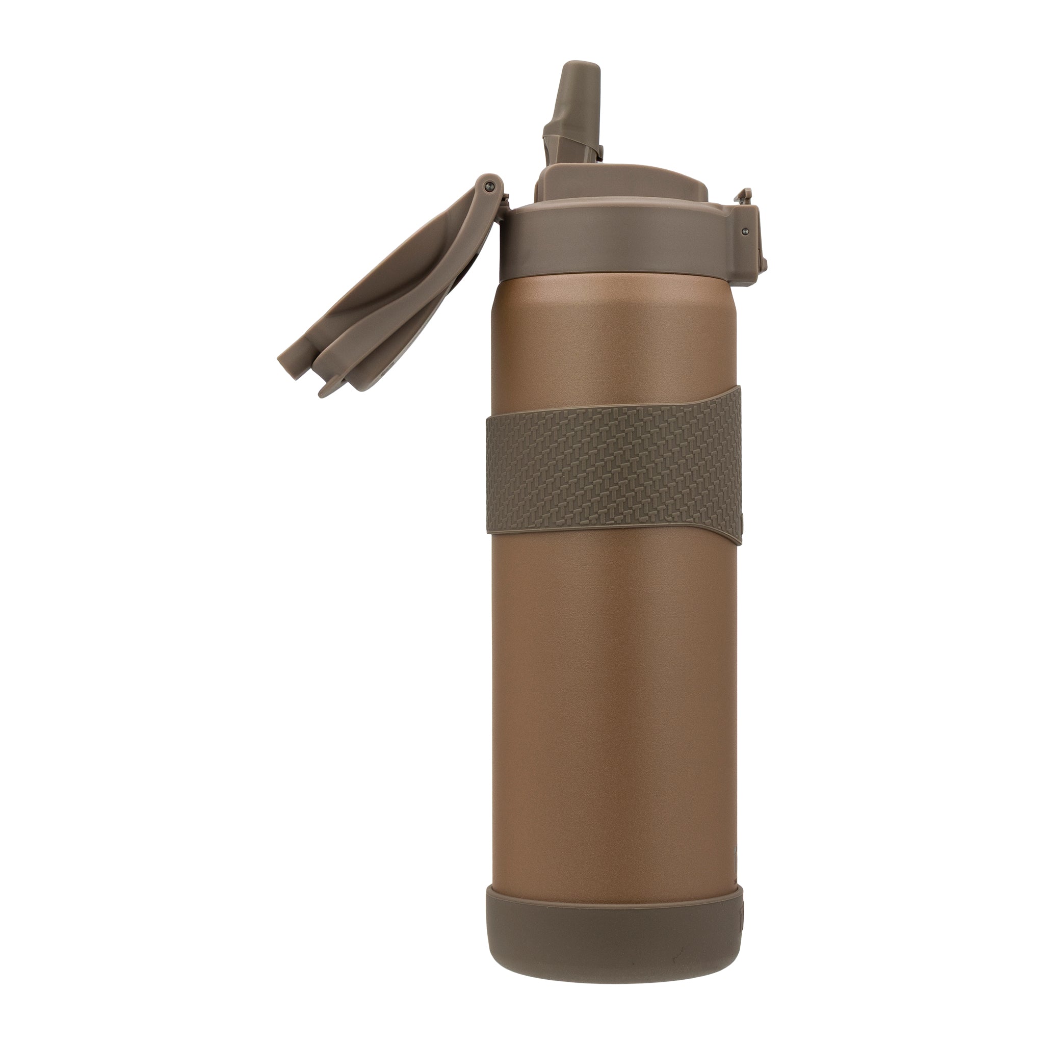 REGENT DOUBLE WALLED VACUUM INSULATED BOTTLE ST. STEEL, SILICONE AND PP PLASTIC BROWN, 900ML
