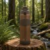 REGENT DOUBLE WALLED VACUUM INSULATED BOTTLE ST. STEEL, SILICONE AND PP PLASTIC BROWN, 900ML