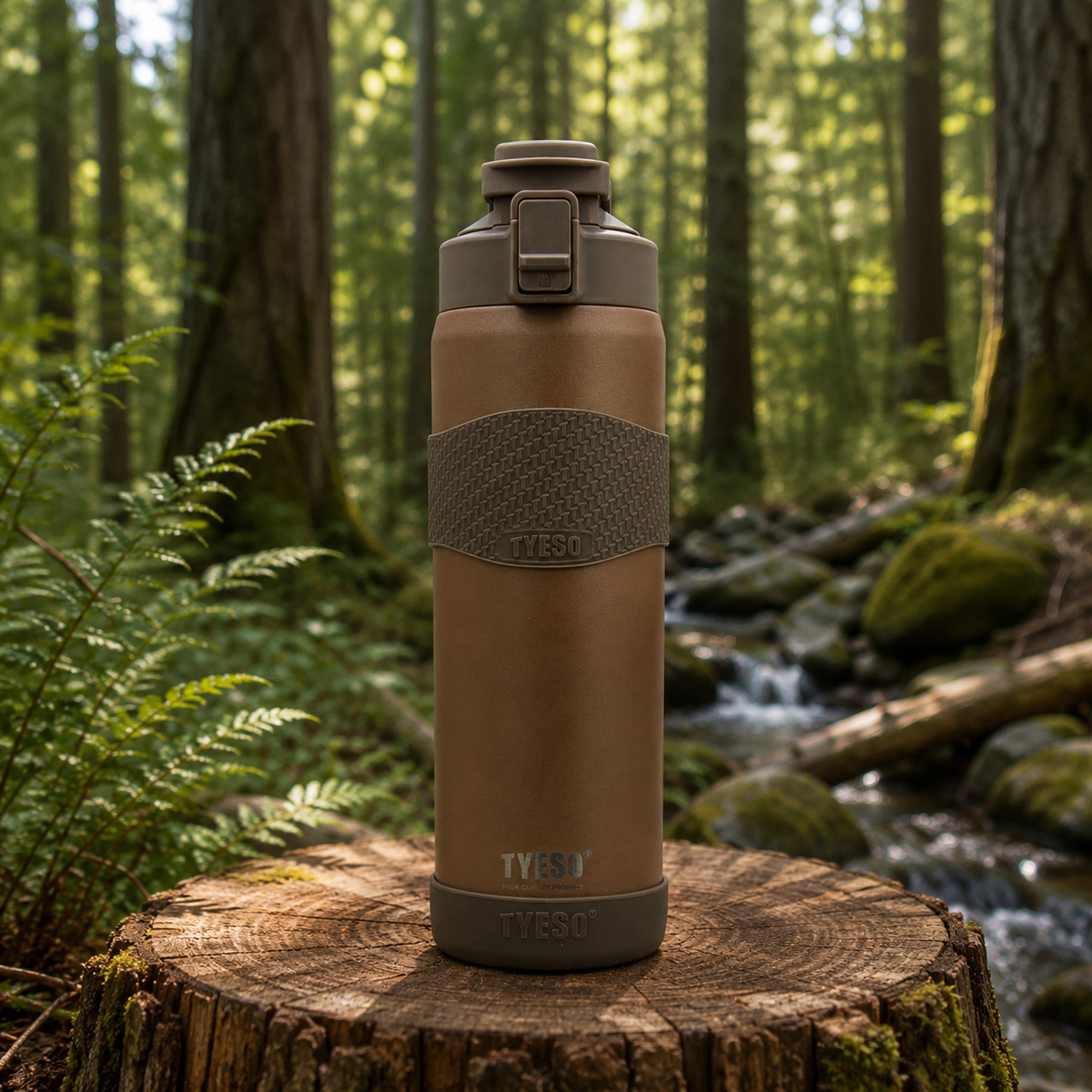 REGENT DOUBLE WALLED VACUUM INSULATED BOTTLE ST. STEEL, SILICONE AND PP PLASTIC BROWN, 900ML