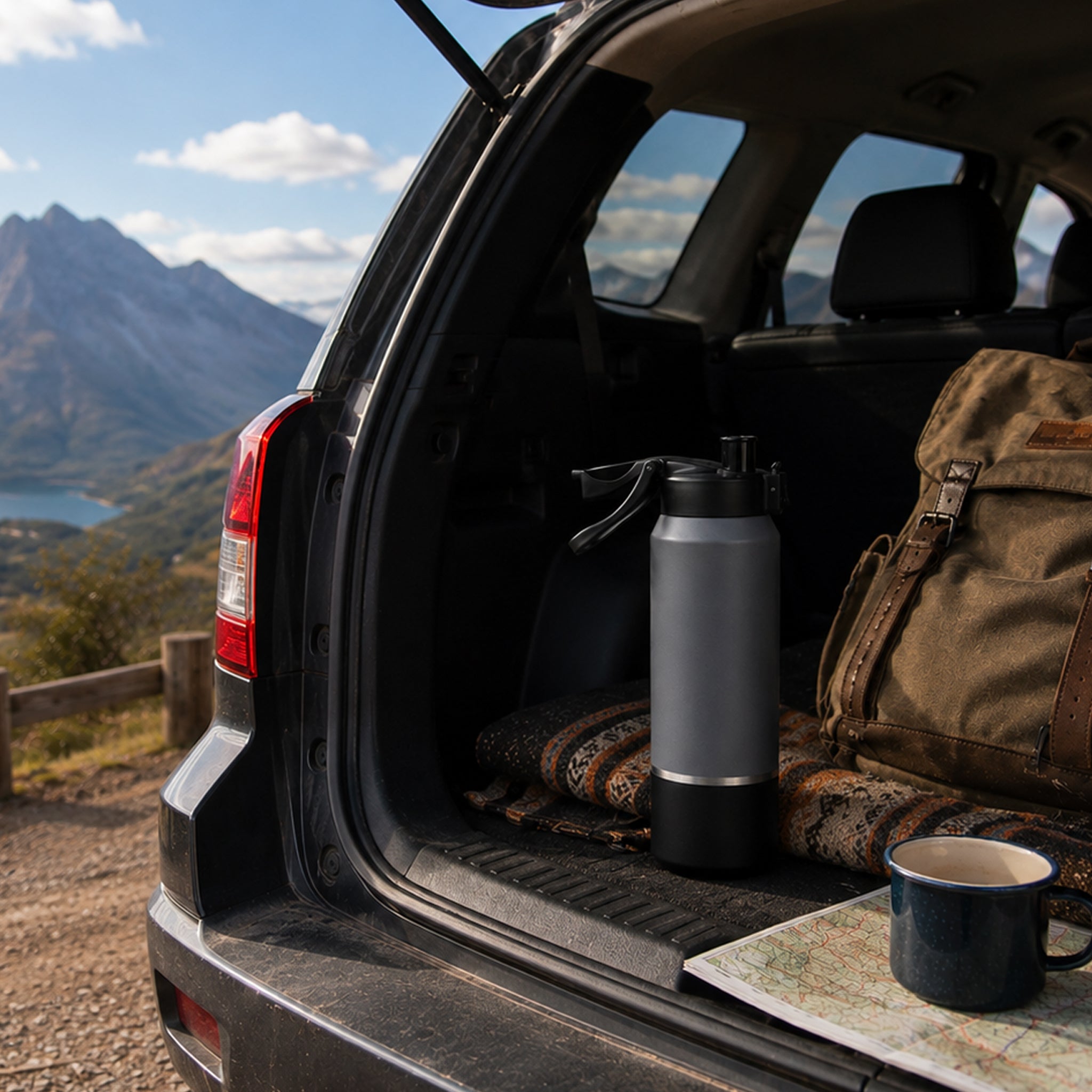 REGENT DOUBLE WALLED VACUUM INSULATED FLASK ST. STEEL AND PP PLASTIC GREY, 1.2L