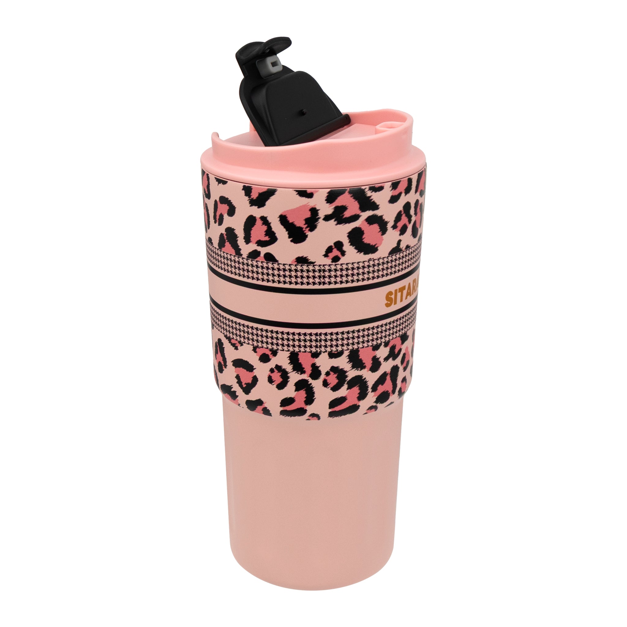 REGENT DOUBLE WALLED INSULATED TRAVEL MUG ST. STEEL AND PP PLASTIC PINK, 600ML