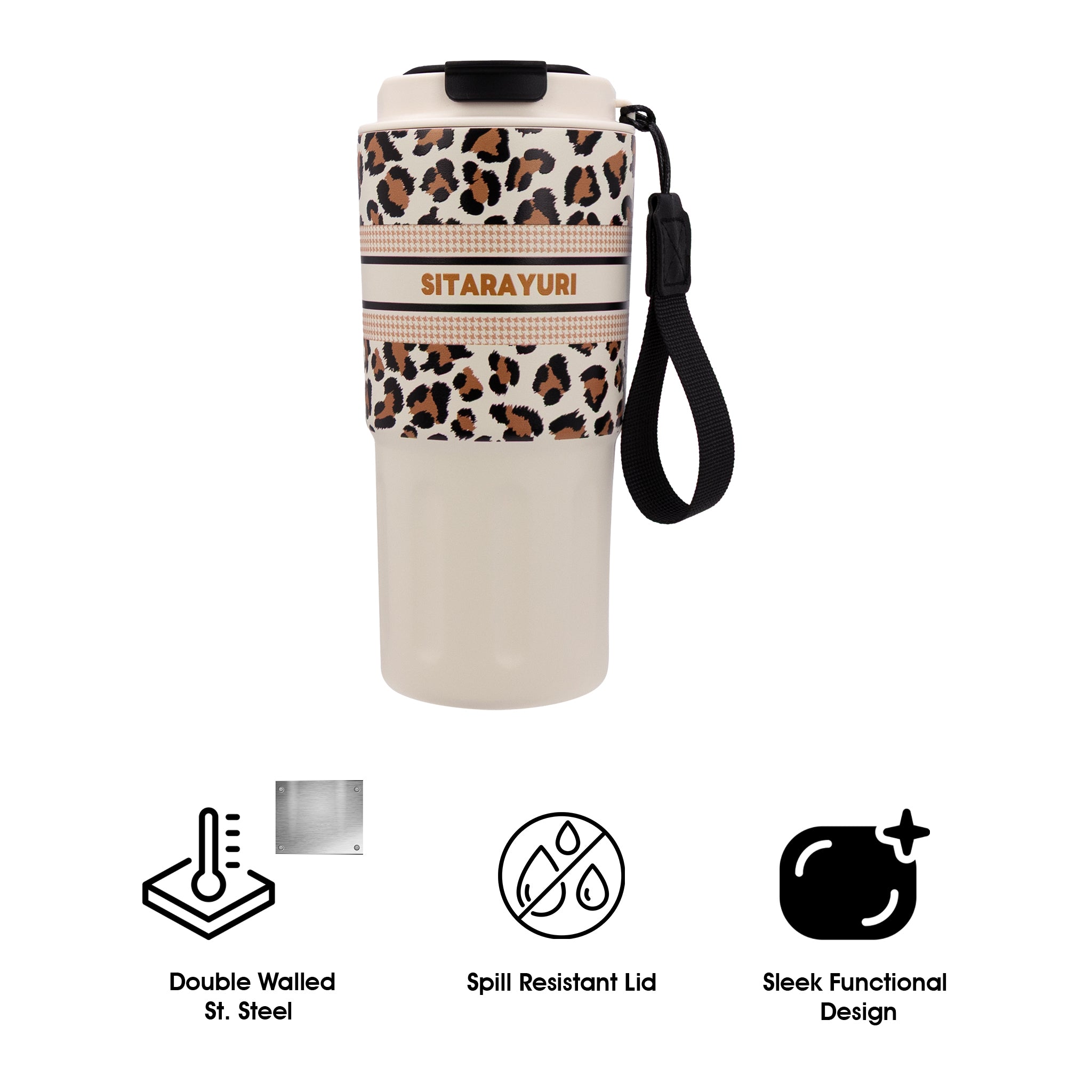 REGENT DOUBLE WALLED INSULATED TRAVEL MUG ST. STEEL AND PP PLASTIC WHITE, 600ML