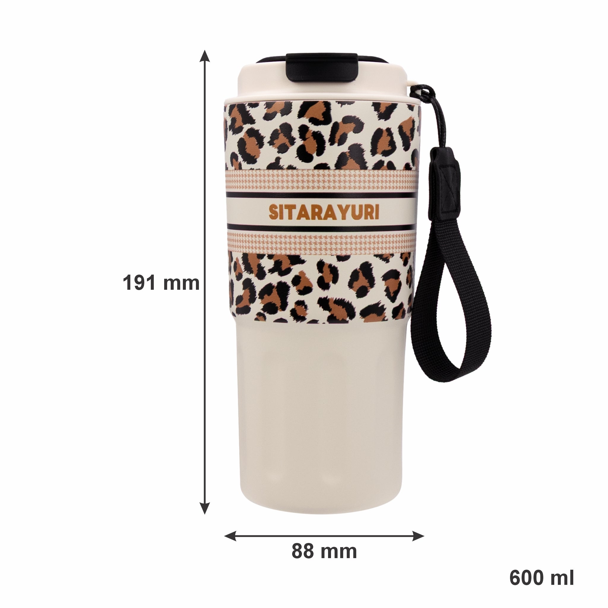REGENT DOUBLE WALLED INSULATED TRAVEL MUG ST. STEEL AND PP PLASTIC WHITE, 600ML