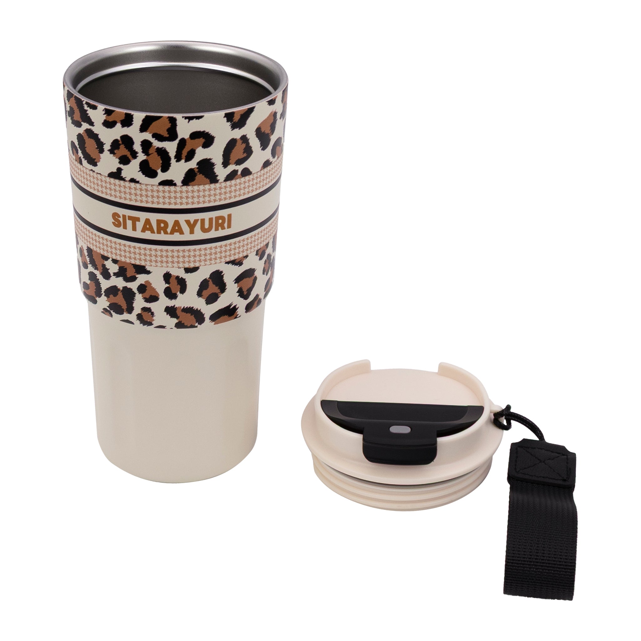 REGENT DOUBLE WALLED INSULATED TRAVEL MUG ST. STEEL AND PP PLASTIC WHITE, 600ML