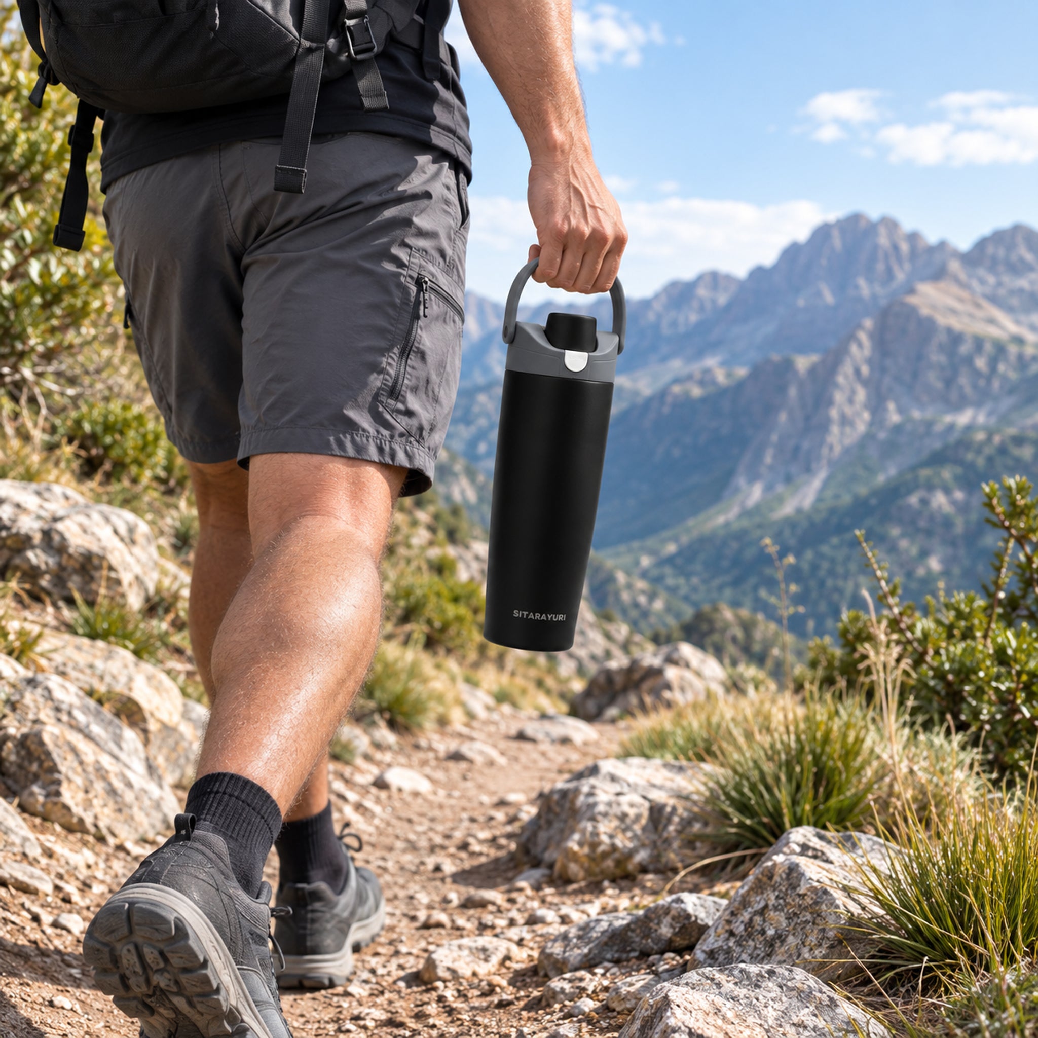 REGENT DOUBLE WALLED VACUUM INSULATED FLASK ST. STEEL AND PP PLASTIC BLACK, 900ML