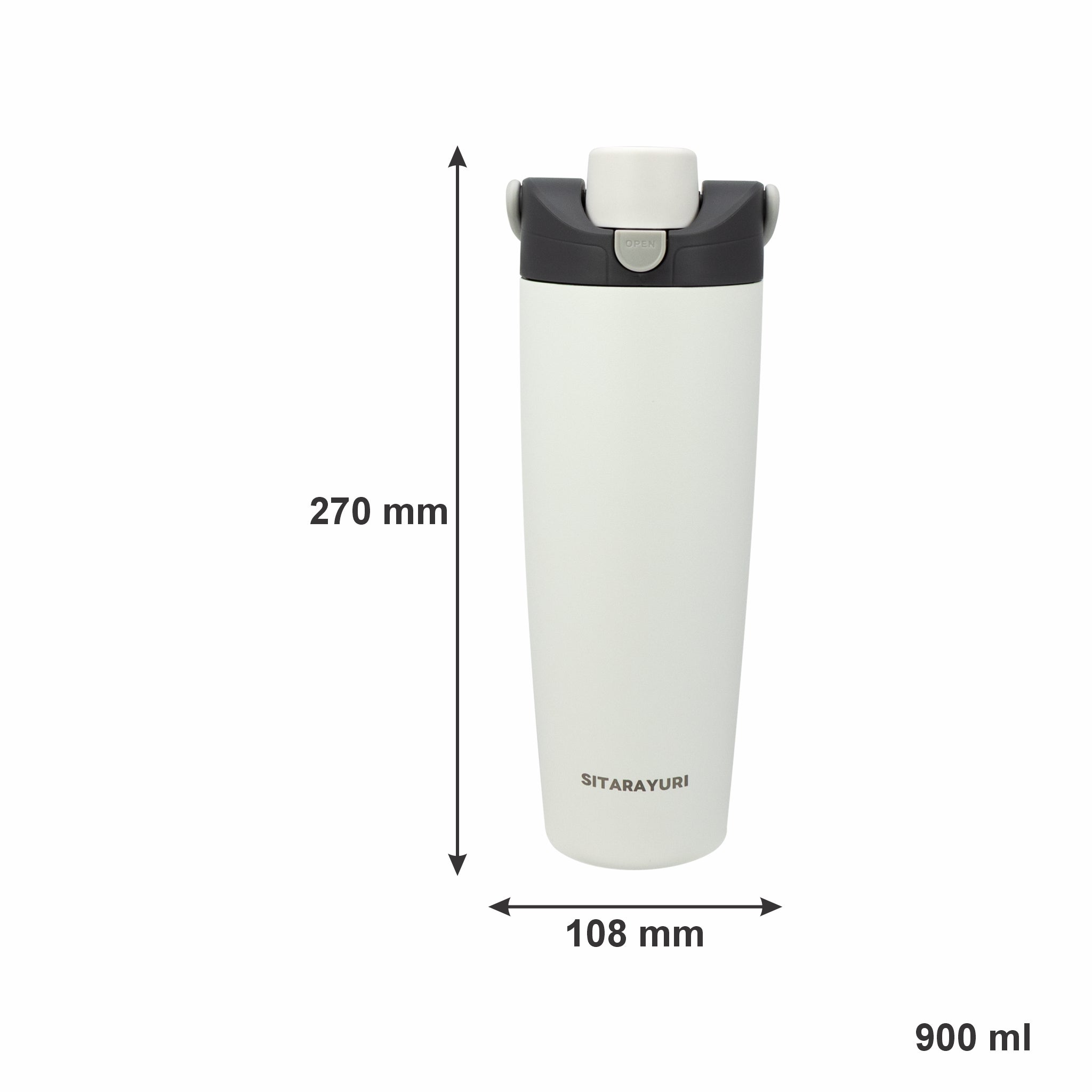 REGENT DOUBLE WALLED VACUUM INSULATED FLASK ST. STEEL AND PP PLASTIC WHITE, 900ML