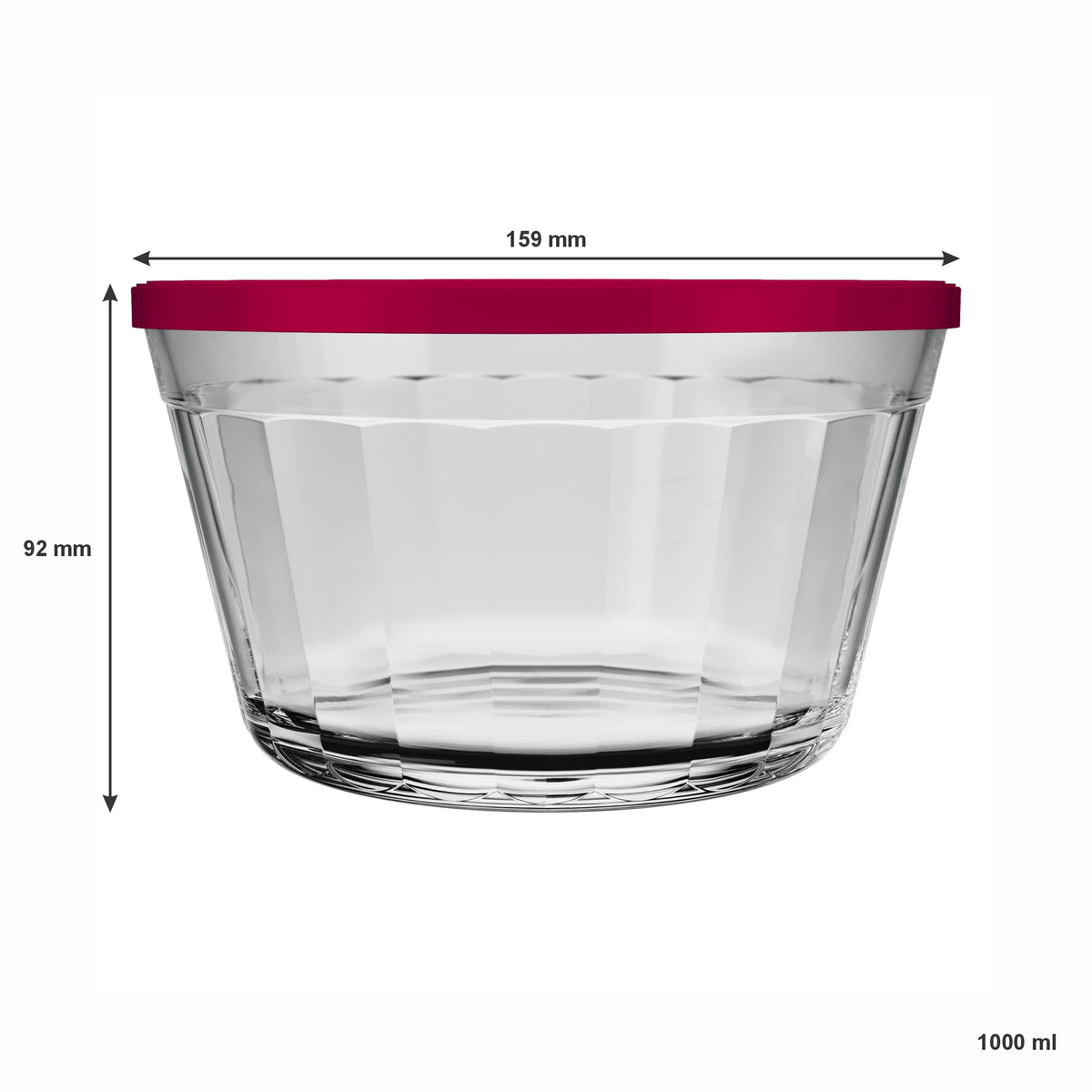 NADIR AMERICANO XL BOWL WITH 3 COLOURED PLASTIC LIDS, 1L