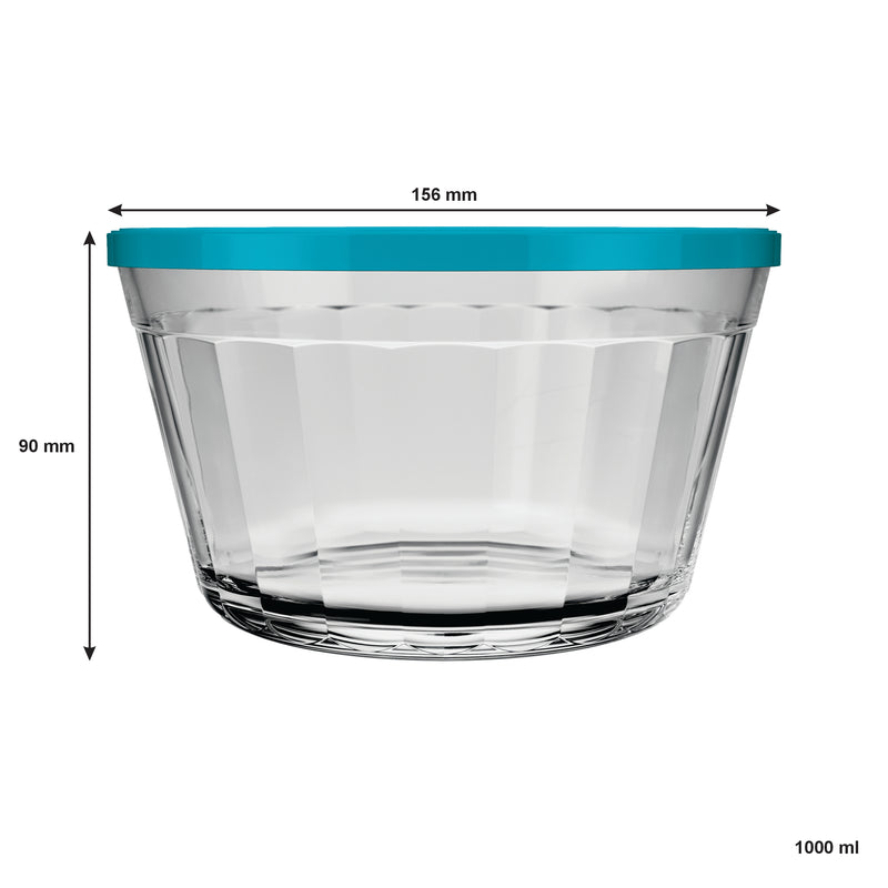 NADIR AMERICANO XL BOWL WITH 4 COLOURED PLASTIC LIDS, 1LT