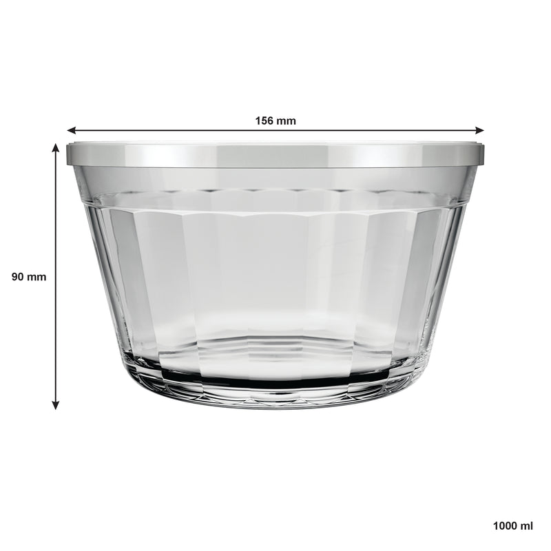 NADIR AMERICANO XL BOWL WITH 4 COLOURED PLASTIC LIDS, 1LT