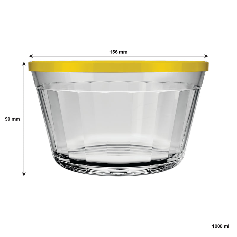 NADIR AMERICANO XL BOWL WITH 4 COLOURED PLASTIC LIDS, 1LT