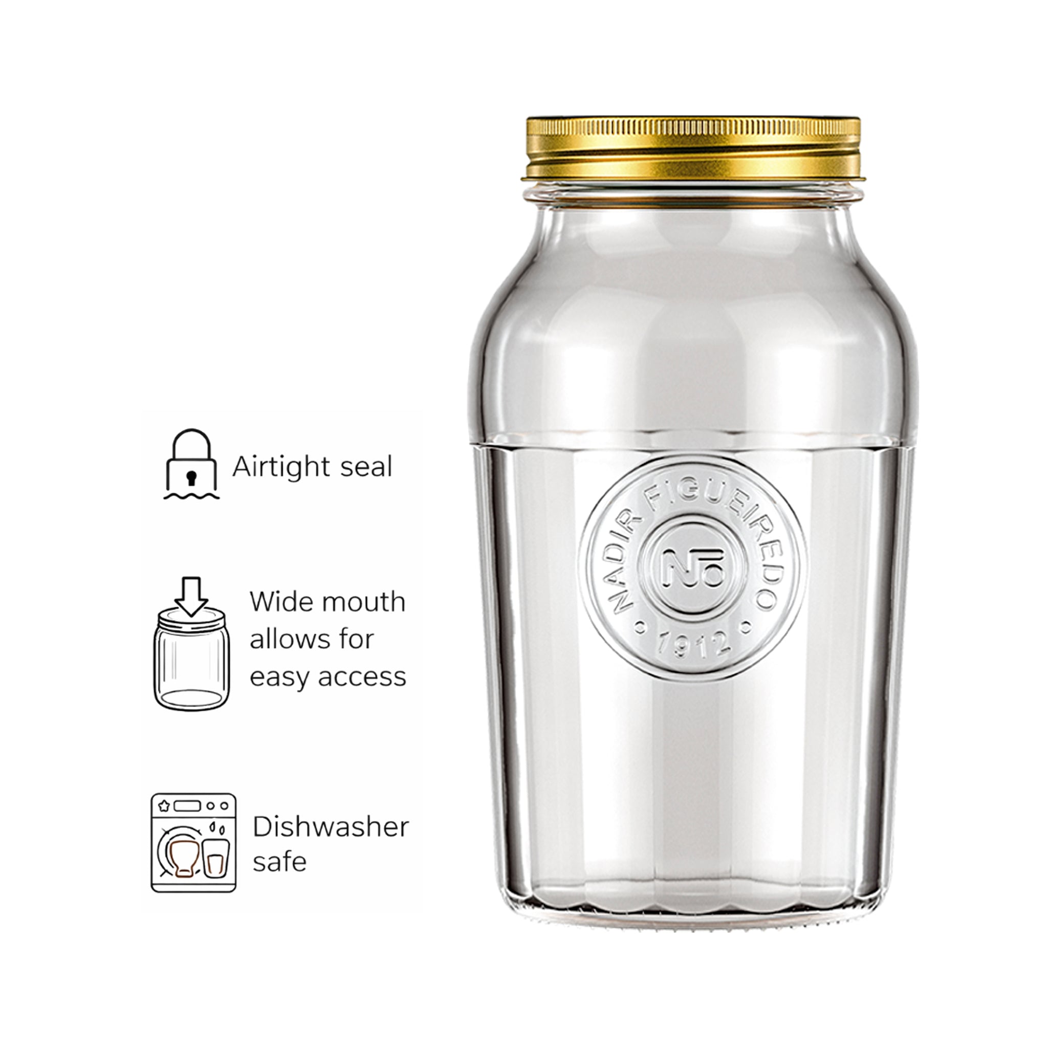 NADIR AMERICANO VINTAGE GLASS JAR, 1.5L