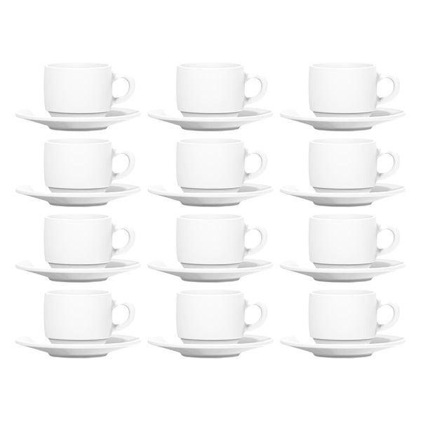 NADIR OPAL STACKABLE ESPRESSO CUP AND SAUCER, 90ML (12PC + 12PC SET)