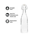 REGENT GLASS WATER BOTTLE SQUARE WITH CLIP-TOP LID, 1L