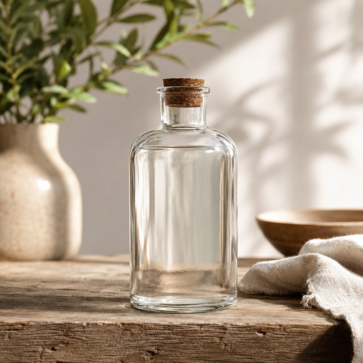 REGENT GLASS ROUND BOTTLES WITH CORK LIDS 6PK, 550ML