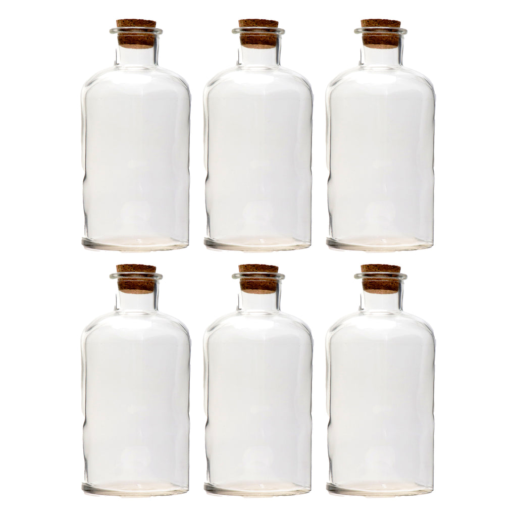 REGENT GLASS ROUND BOTTLE WITH CORK LID 6 PACK, 550ML